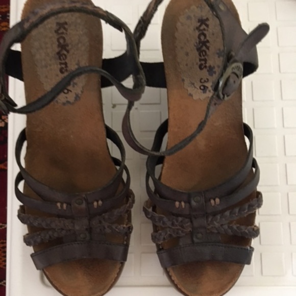 Gently used Kickers leather wedge heals size 6 - Picture 1 of 5